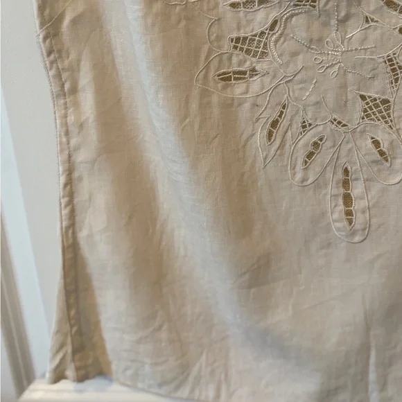 Nanette Lepore 100% Linen Embroidered Sleeveless Mixed Media Cottagecore Top - Picture 7 of 15